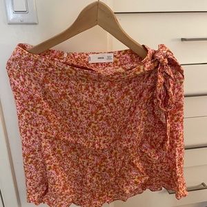 Mango floral skirt ruffles bow